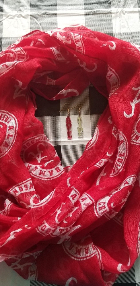 Alabama Crimson Tide Infinity Scarf w/Earrings